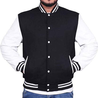 VARSITY BOMBER Letterman High Quality Wool & Real Cowhide Leather Sleeves Jacket