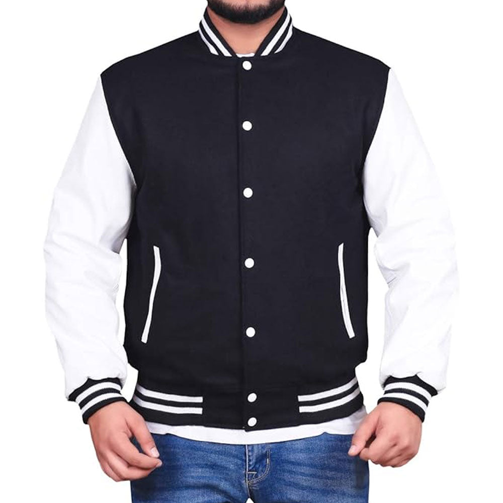 VARSITY BOMBER Letterman High Quality Wool & Real Cowhide Leather Sleeves Jacket