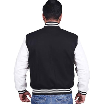 VARSITY BOMBER Letterman High Quality Wool & Real Cowhide Leather Sleeves Jacket