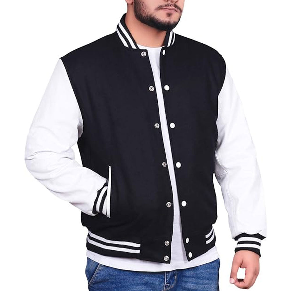 VARSITY BOMBER Letterman High Quality Wool & Real Cowhide Leather Sleeves Jacket