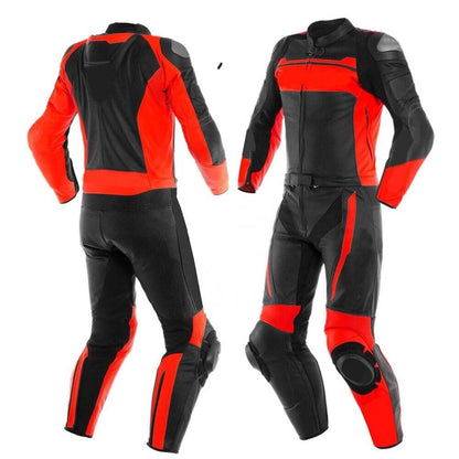 Real Cowhide Leather Motorcycle Biker Suit Motorbike Racing Protective Suit