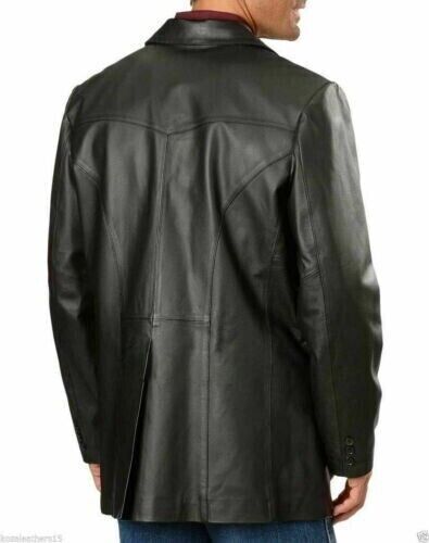 Brand New Men's Genuine soft Lambskin Leather BLAZER JACKET TWO BUTTON Coat